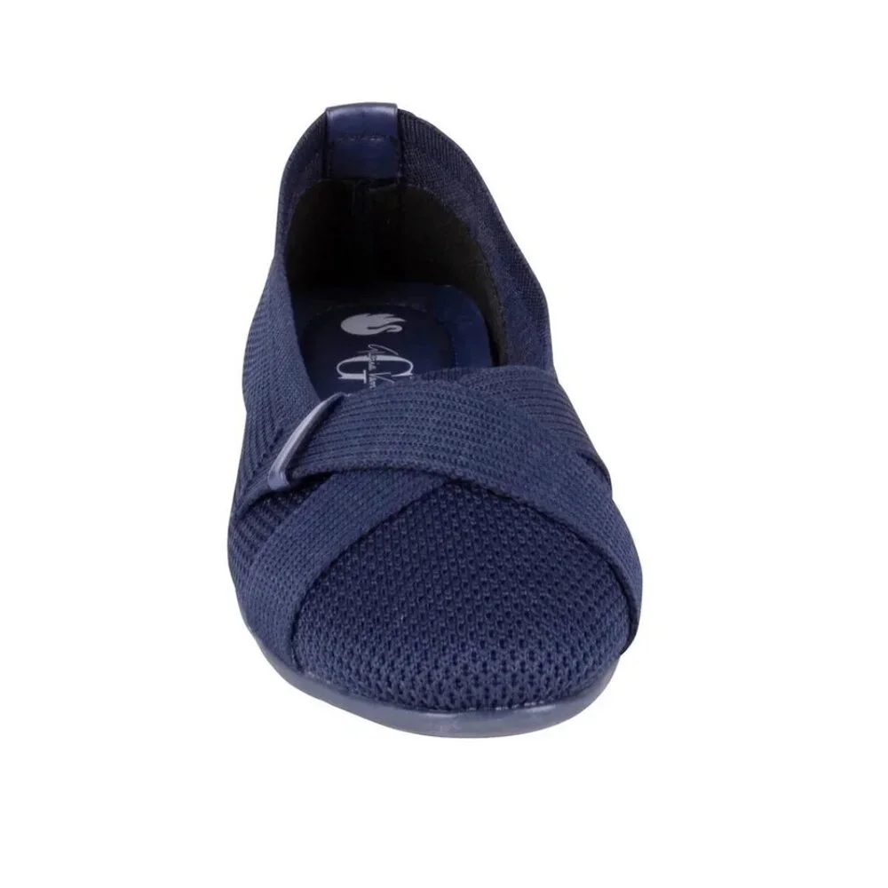 GV Gloria Vanderbilt 8.5 Debbie Knit Double Strap Flat Ballet Shoes Slip-on Blue